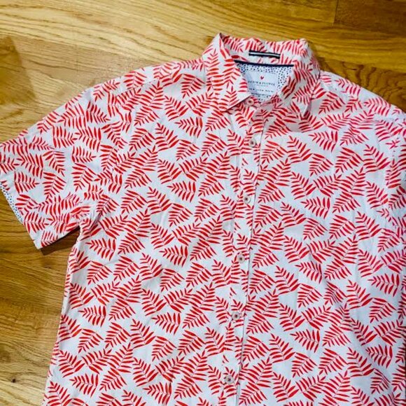 Mens Denim & Flower Palms Button Down - Picture 2 of 4